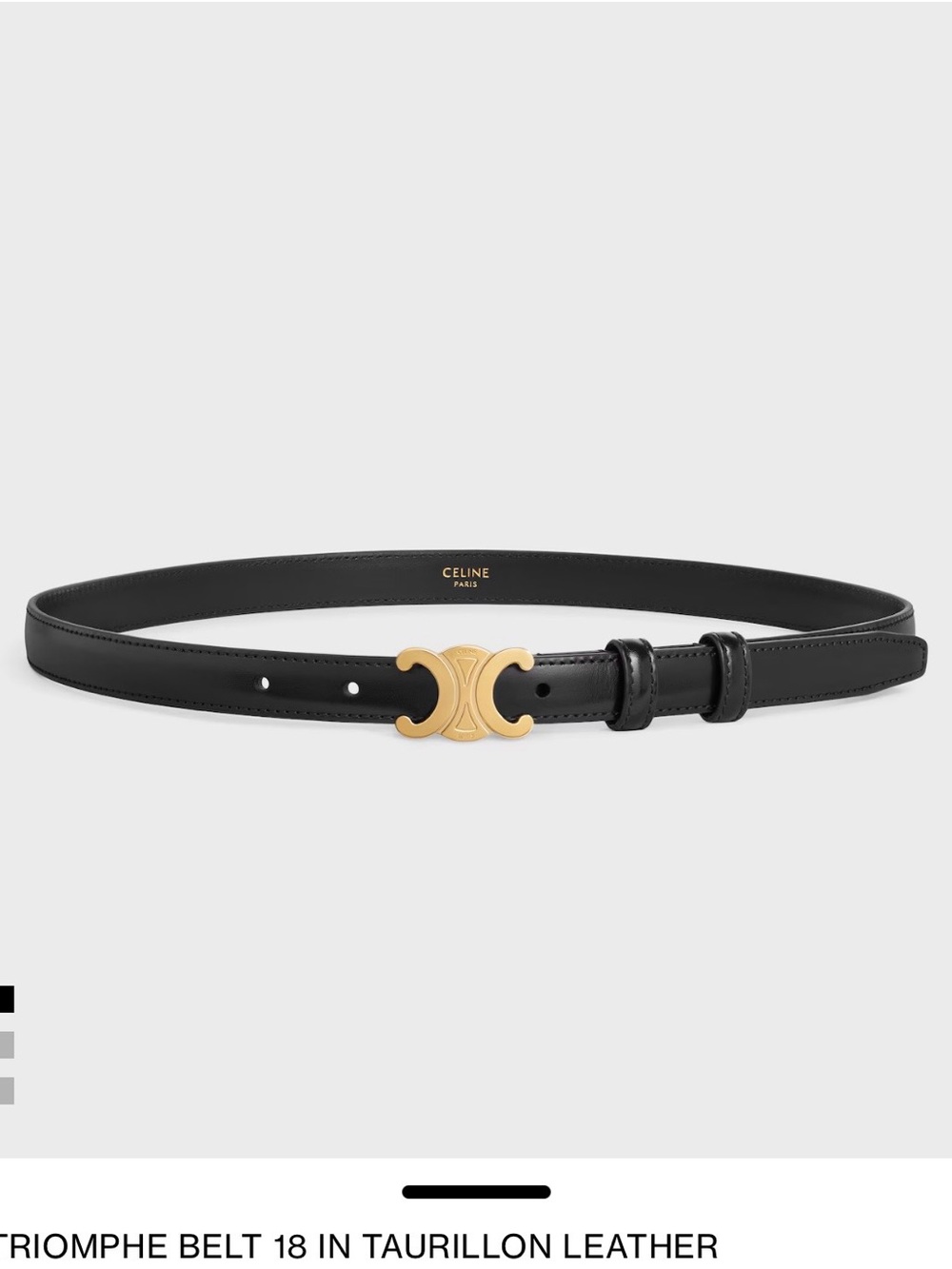 Celine Black Leather Belt with Gold Triomphe Buckle